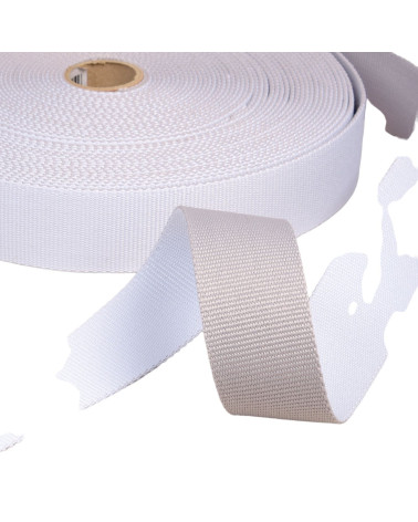 20m reel of reversible two-tone strap 38mm light gray/white