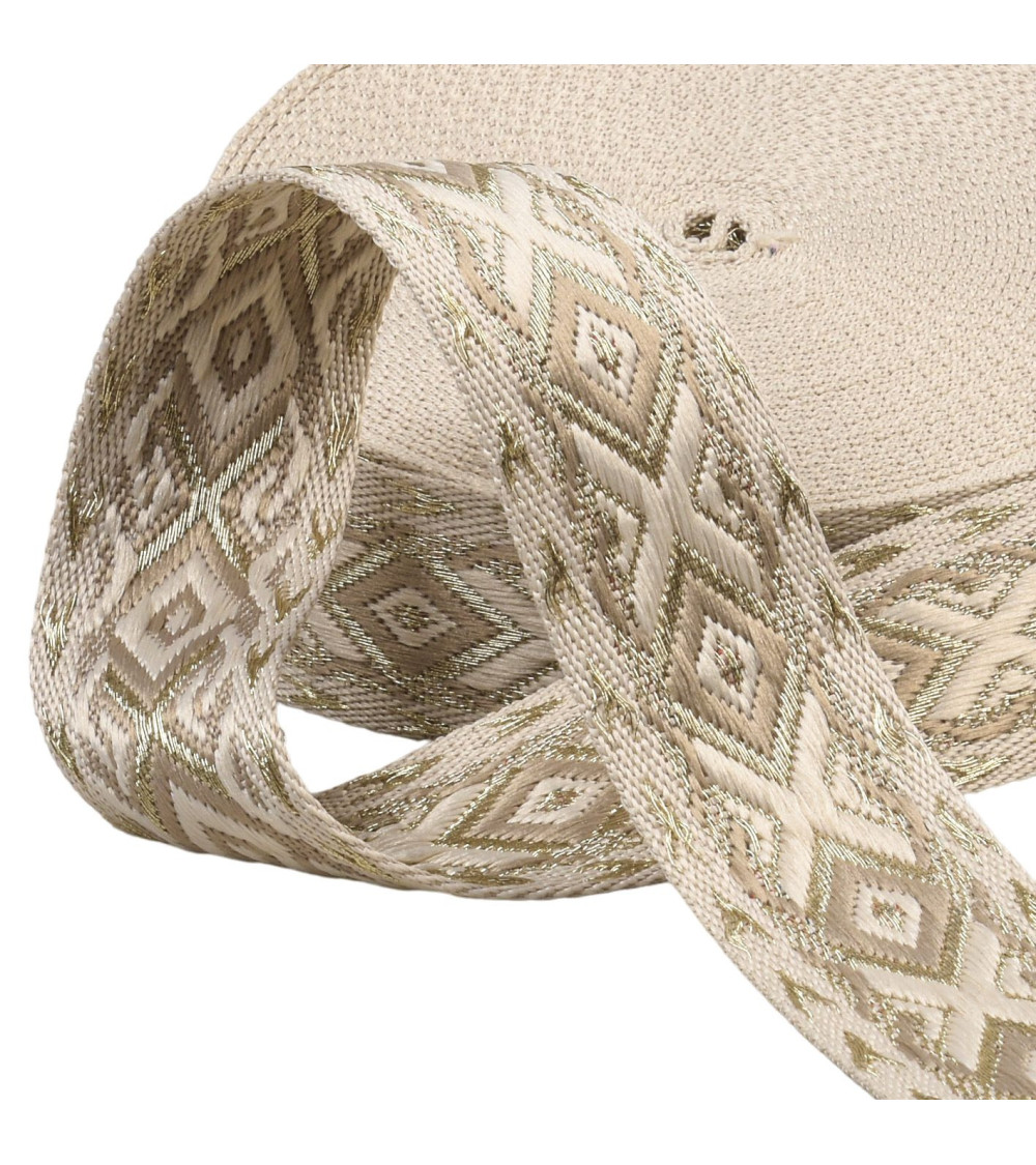 Reel 14.5m ethnic strap 38mm beige/gold