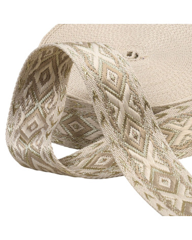 Carrete 14,5m étnico correa 38mm beige/oro