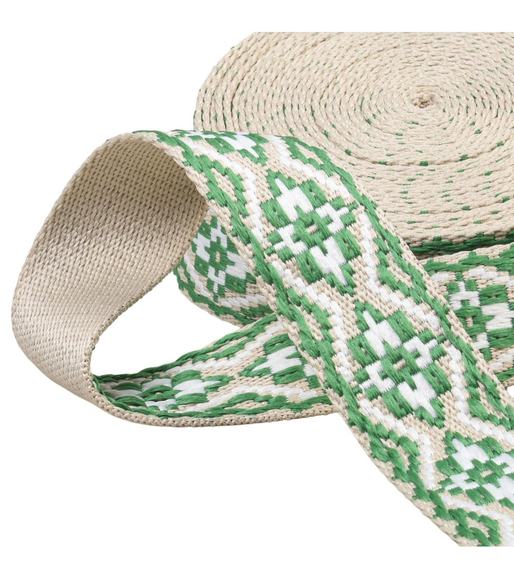 Reel 14.5m ethnic strap 38mm bright green