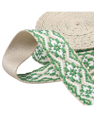 14.5m reel of 38mm bright green ethnic strap