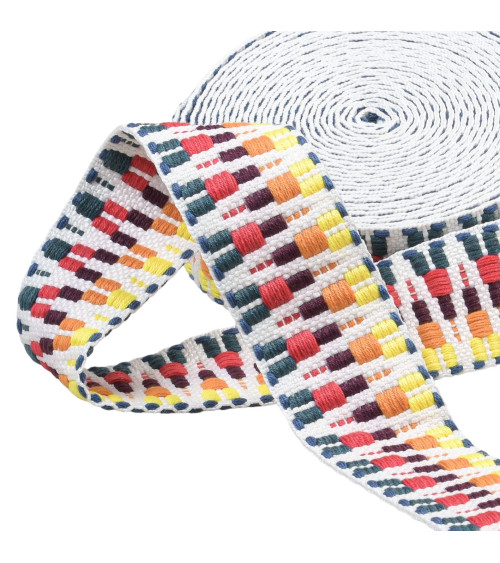 14.5m reel ethnic webbing 38mm multi-colored