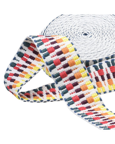 14.5m reel ethnic webbing 38mm multi-colored