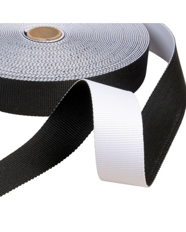 Reversible two-tone strap 38mm white/black by the meter