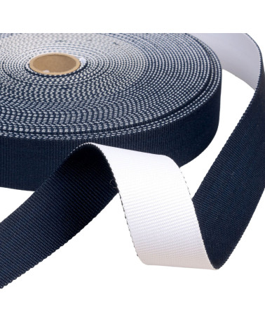 Two-tone reversible strap 38mm navy blue/white per meter