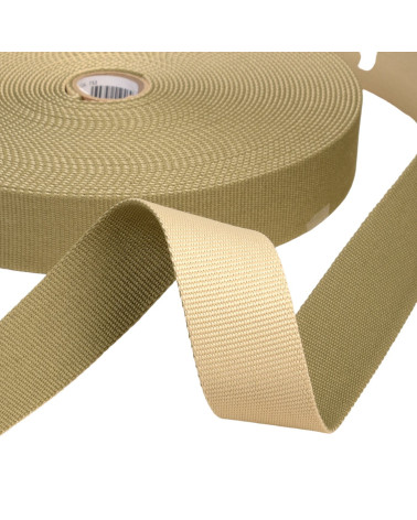 Reversible two-tone strap 38mm khaki green/linen by the meter