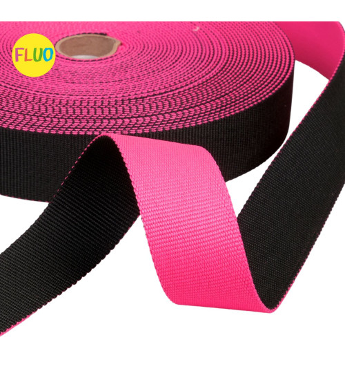 Two-tone reversible strap 38mm black/neon pink per meter