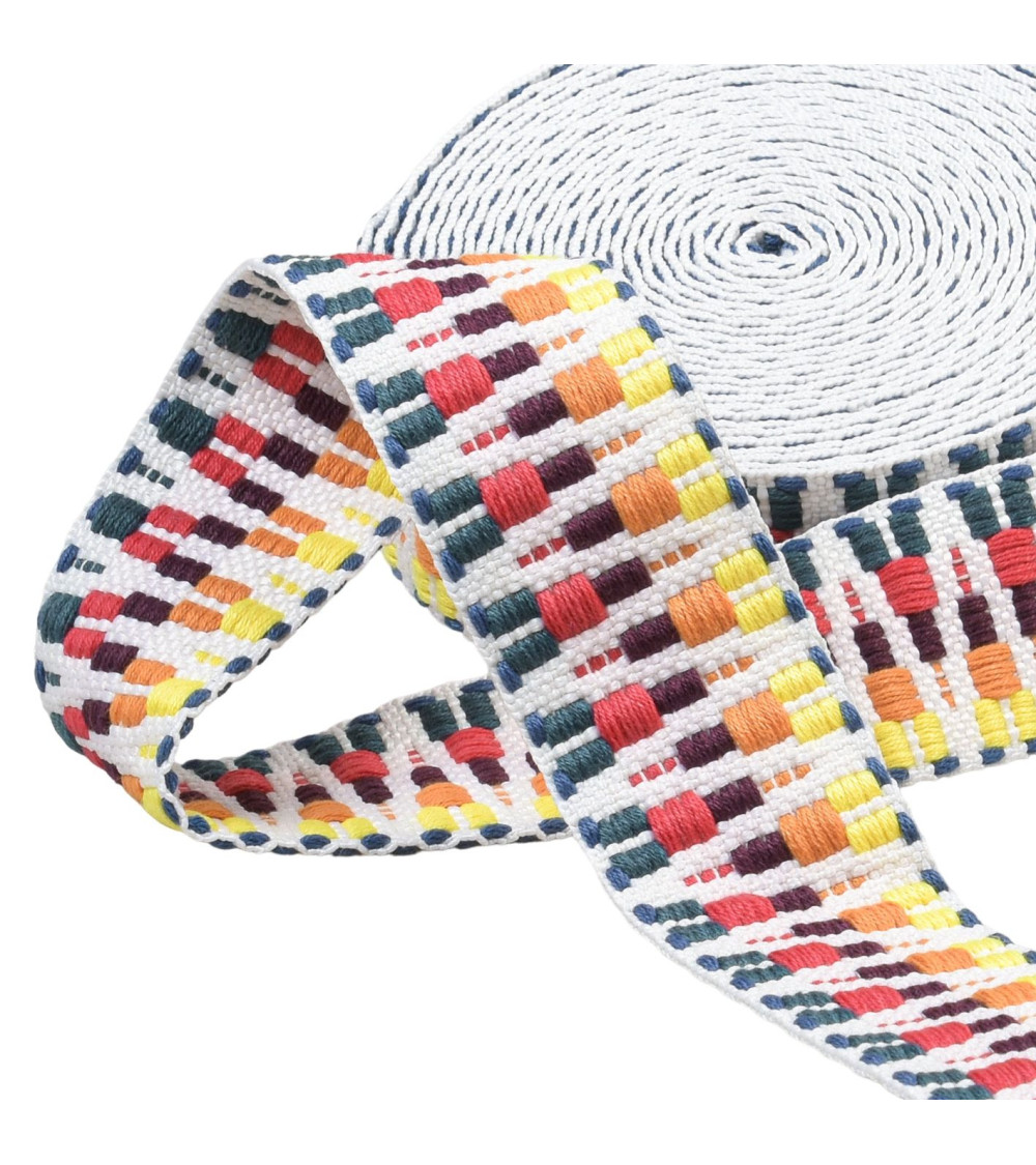 Ethnic strap 38mm multi-colored by the meter