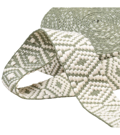 Ethnic webbing 38mm grey/white per meter