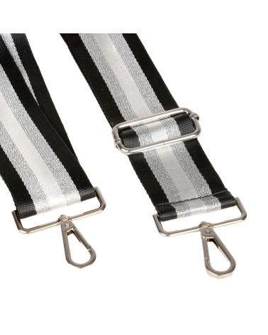 Bandoulière sangle bicolore 50x140cm noir/argent