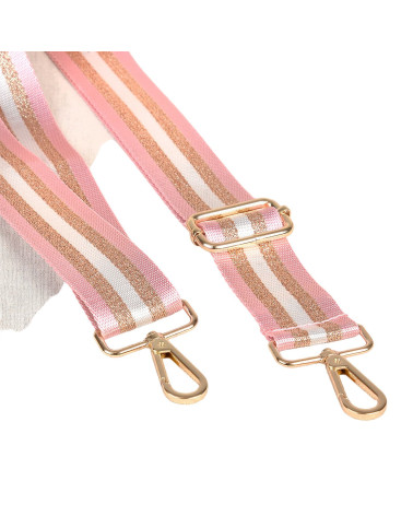 Bandoulière sangle bicolore 40x140cm rose/or