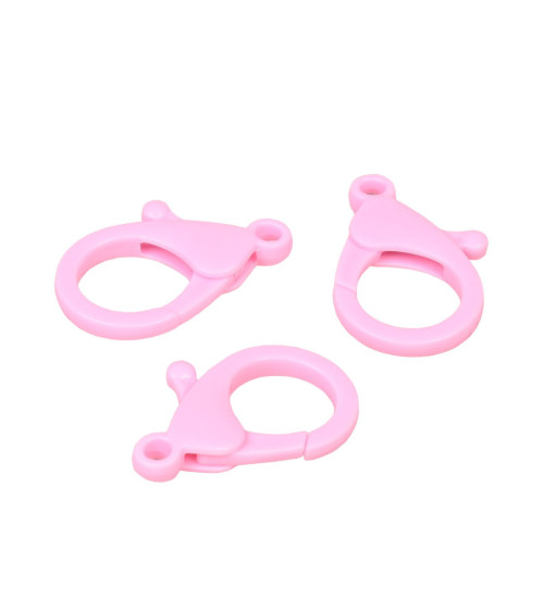 Lot de 4 mousquetons plastique 35x25mm rose layette