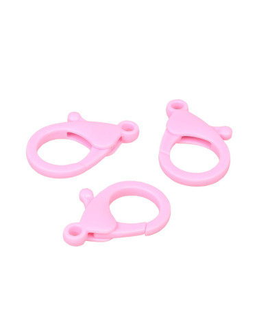 Set of 4 plastic carabiners 35x25mm baby pink