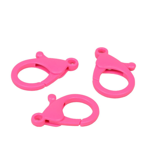 Lot de 4 mousquetons plastique 35x25mm rose fuchsia