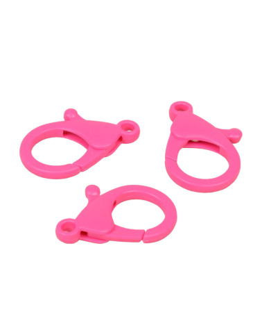 Set of 4 plastic carabiners 35x25mm fuchsia pink