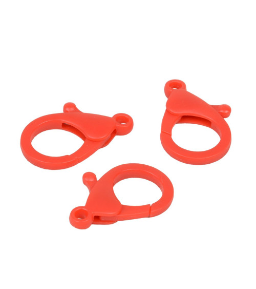 Lot de 4 mousquetons plastique 35x25mm rouge