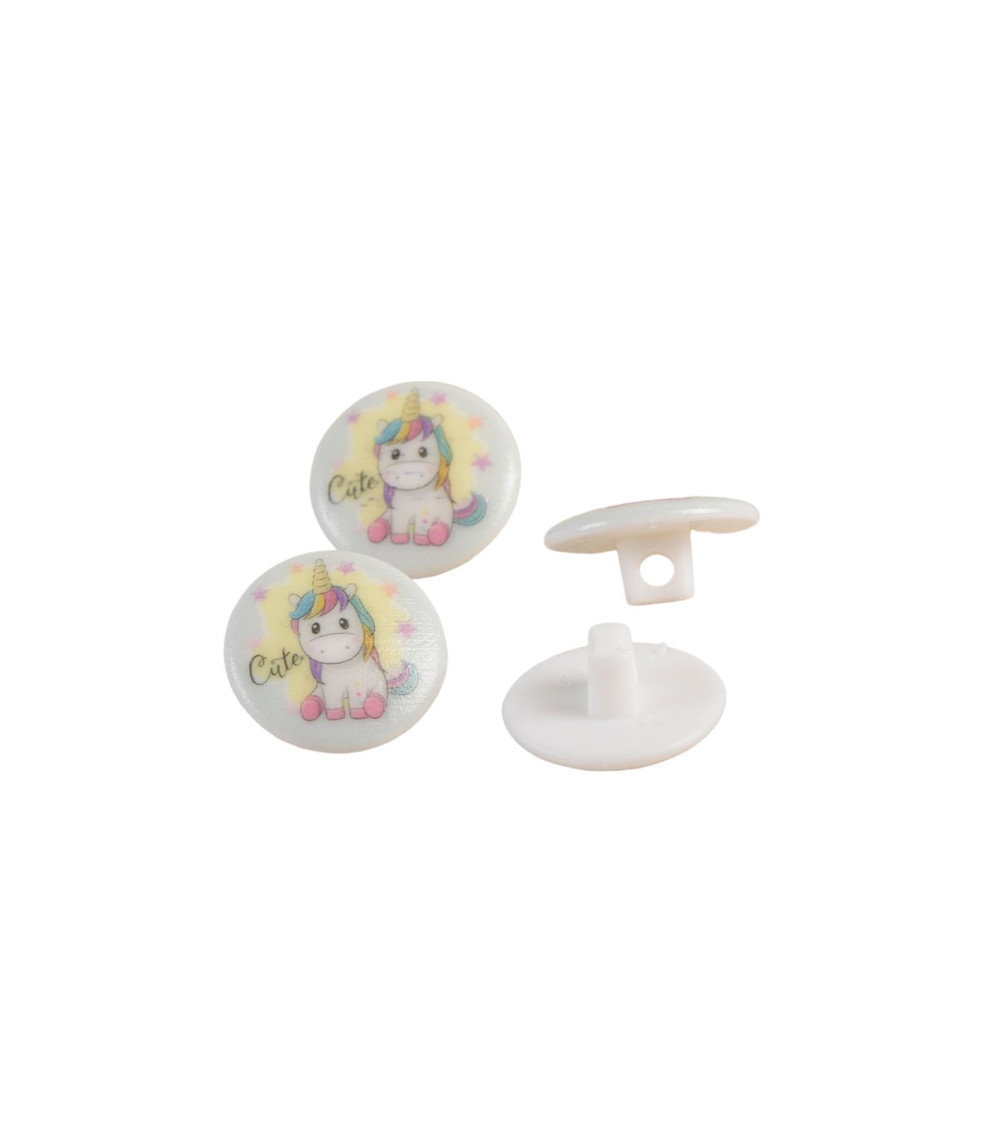 Bouton enfants queue licorne 15mm