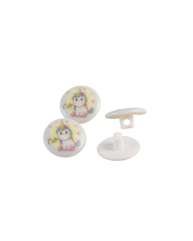 Bouton enfants queue licorne 15mm