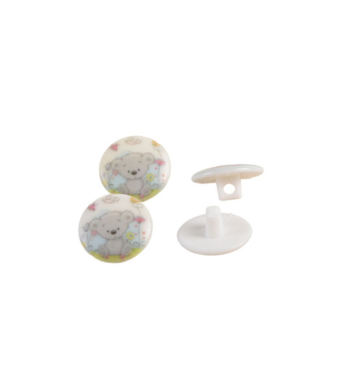 Bouton enfants queue ourson gris 15mm