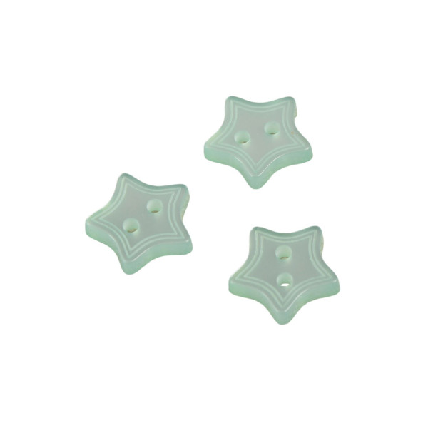Bouton 2 trous étoile vert d'eau 13mm