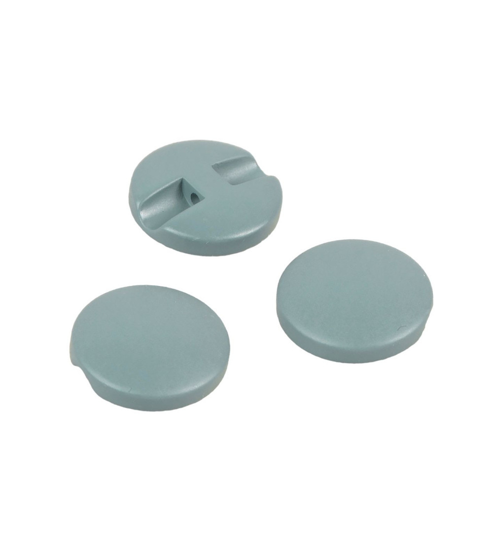 Bouton rond simple vert de gris 18mm