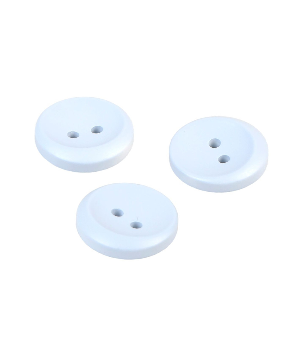 Bouton 2 trous rond bleu layette 17mm