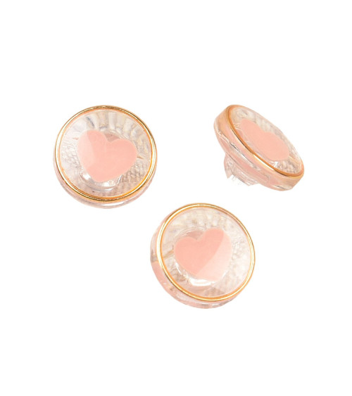 Bouton coeur plastique rose layette 11mm