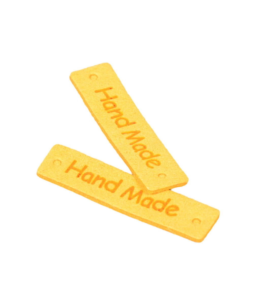 Lot de 5 étiquettes "handmade" 40x10mm jaune