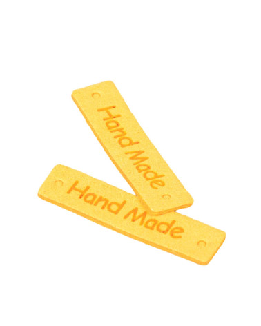 Lot de 5 étiquettes "handmade" 40x10mm  jaune