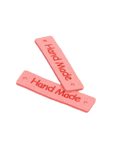 Lot de 5 étiquettes "handmade" 40x10mm  rose