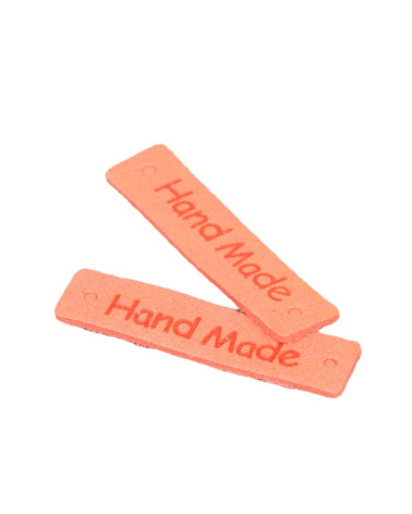 Lot de 5 étiquettes "handmade" 40x10mm  orange