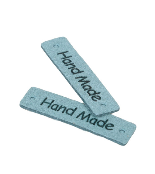 Lot de 5 étiquettes "handmade" 40x10mm bleu