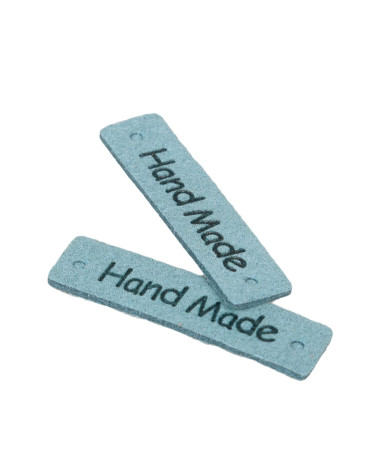 Lot de 5 étiquettes "handmade" 40x10mm  bleu