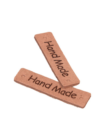 Lot de 5 étiquettes "handmade" 40x10mm  marron