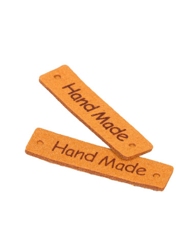 Lot de 5 étiquettes "handmade" 40x10mm  beige