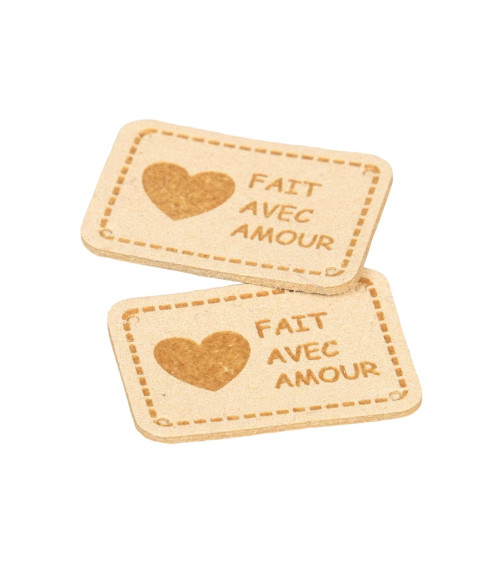 Lot de 5 étiquettes fait avec amour 35x25mm ivoire