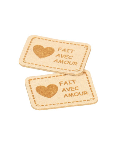 Lot de 5 étiquettes fait avec amour 35x25mm  ivoire
