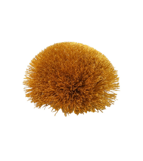 Broche fleur fluffly 7cm jaune moutarde