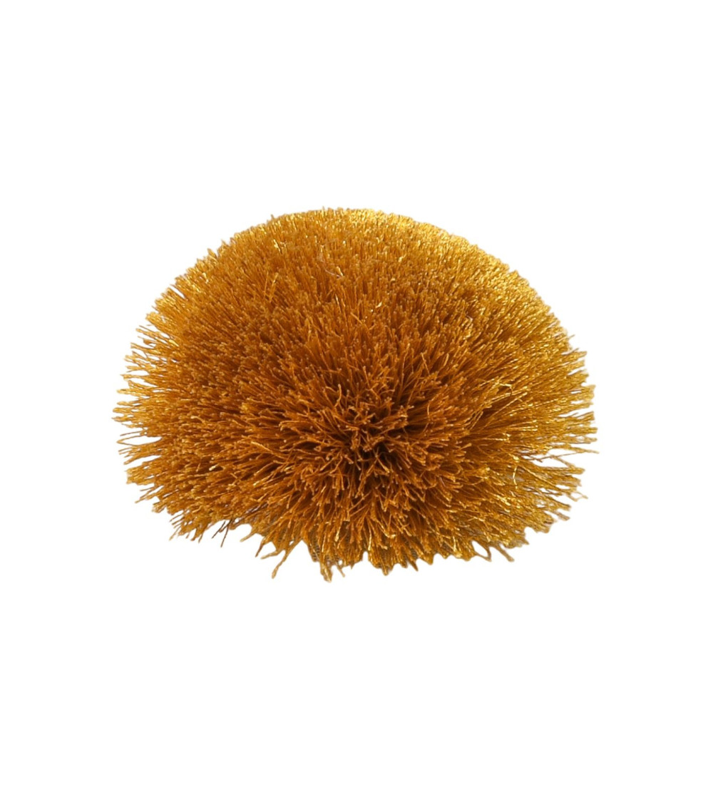 Broche fleur fluffly 7cm jaune moutarde