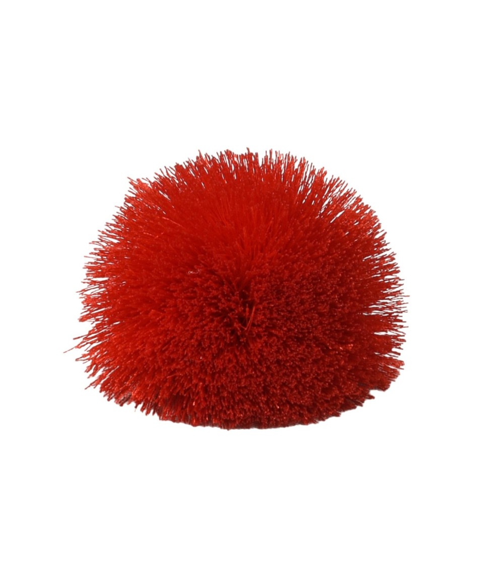 Broche fleur fluffly 7cm rouge