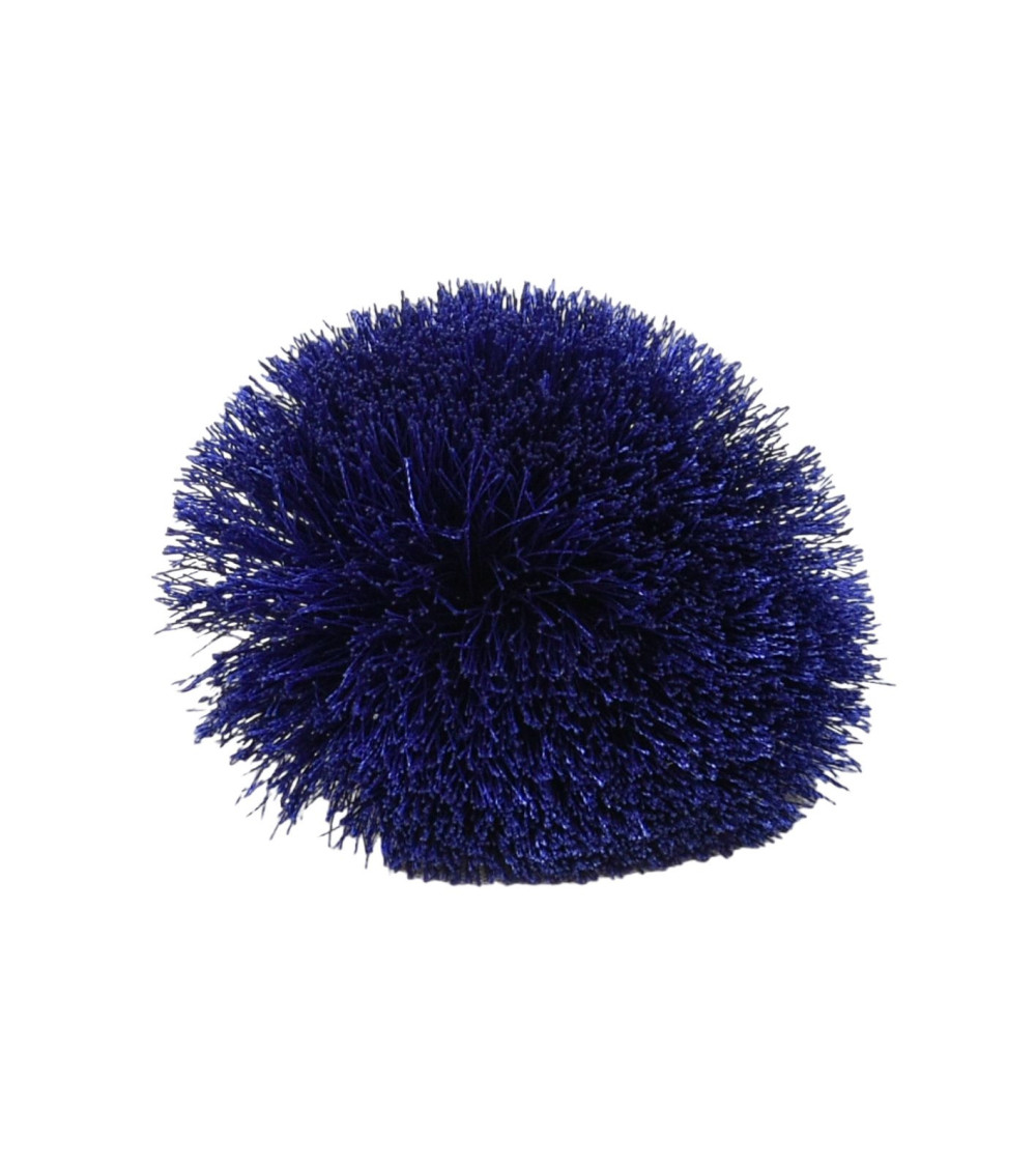 Broche fleur fluffly 7cm bleu