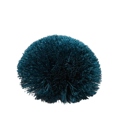 Broche fleur fluffly 7cm bleu pétrole