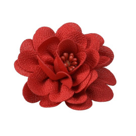 Broche fleur 8,5cm rouge
