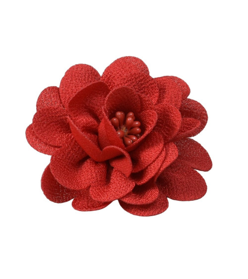 Broche fleur 8,5cm rouge