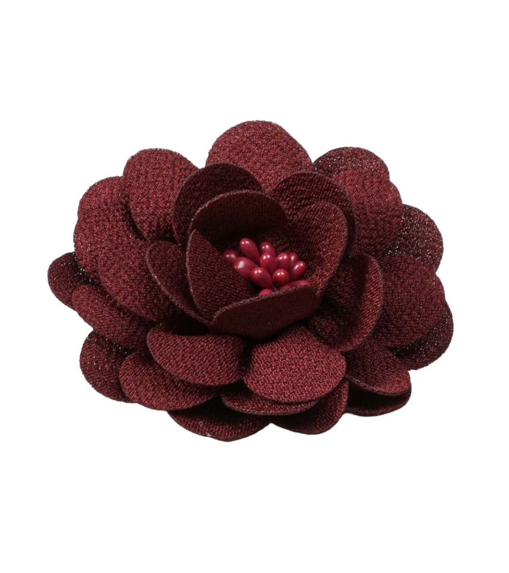 Flower brooch 8.5cm burgundy red
