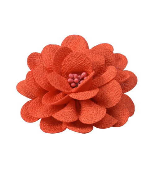 Broche fleur 8,5cm orange