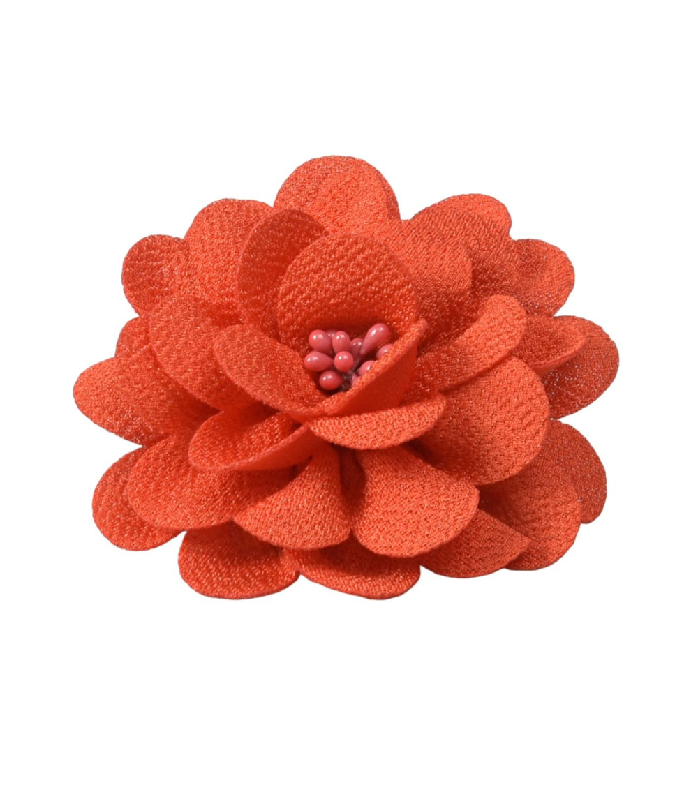 Flower brooch 8.5cm orange