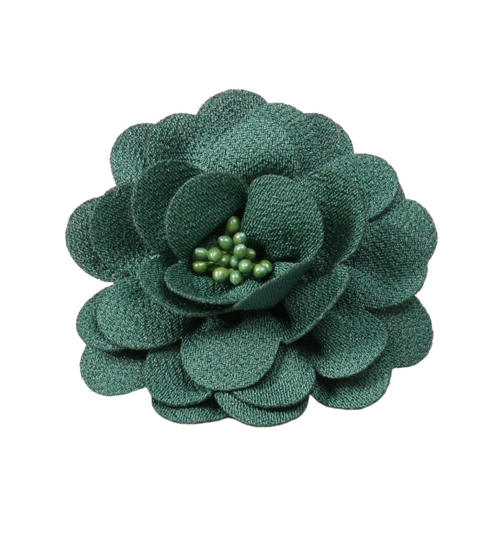 Broche fleur 8,5cm vert