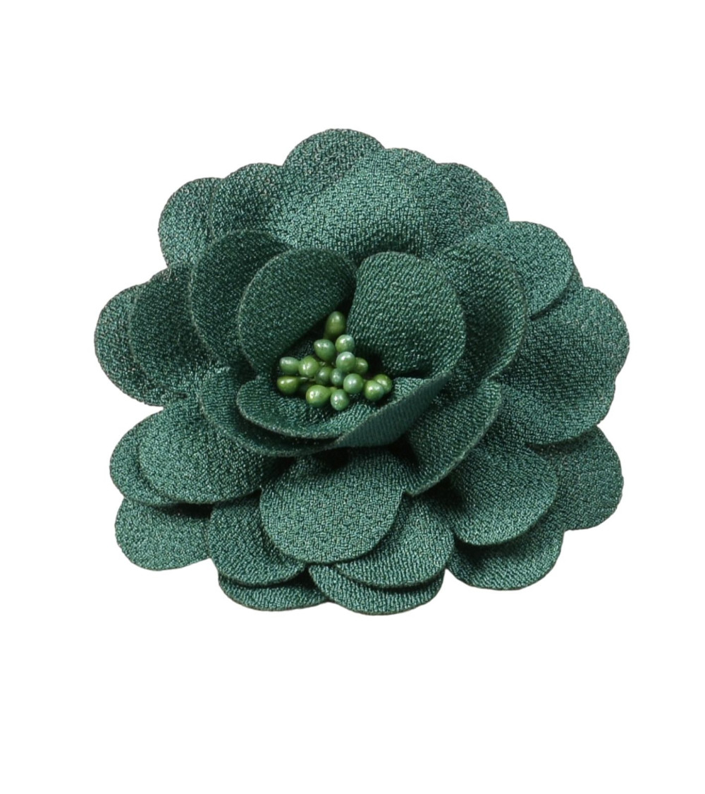 Flower brooch 8.5cm green