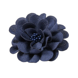 Broche fleur 8,5cm bleu marine